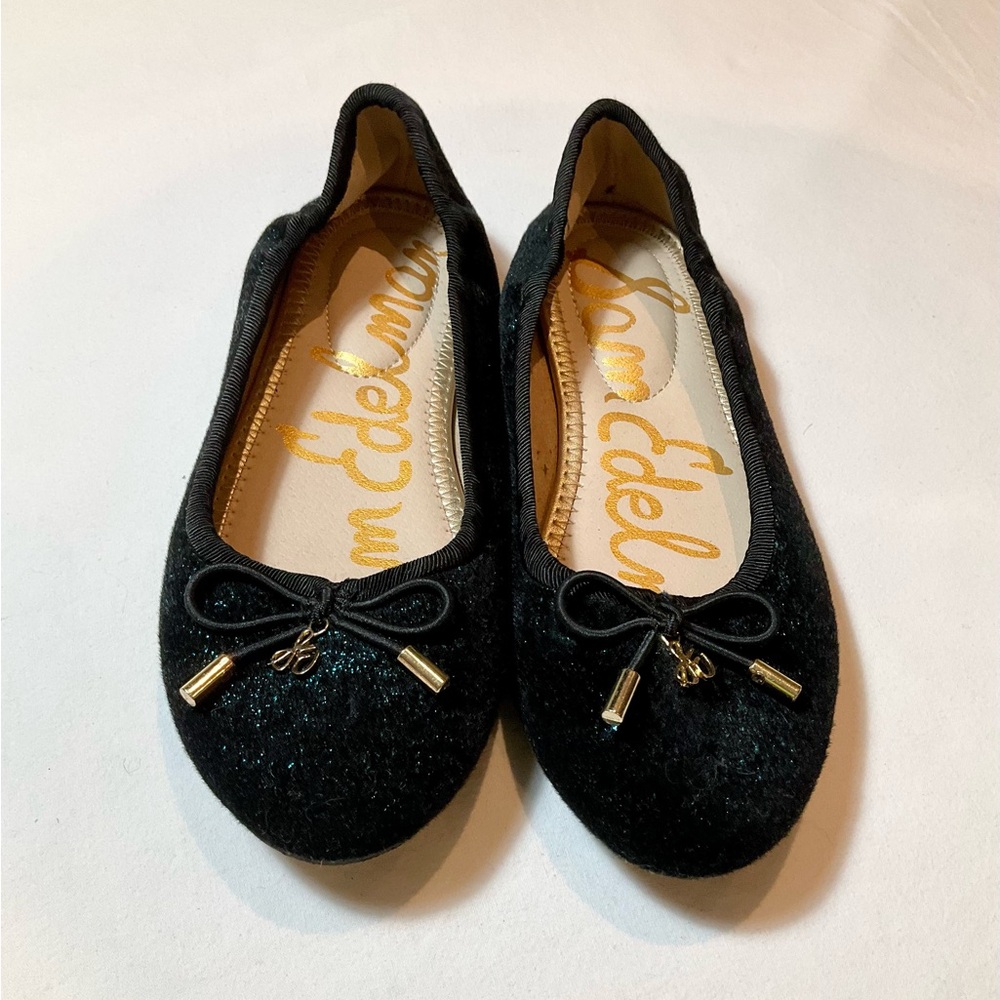 Sam Edelman Girls Black/Emerald Ballet Shoes- Size 2